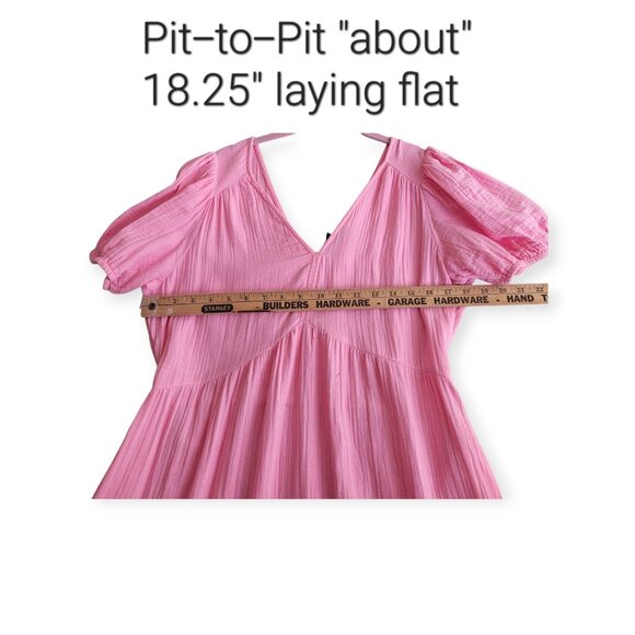 Gap barbiecore bubblegum pink crinkle gauze puff sleeve mini dress size M - Picture 11 of 13